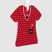 Rood & Wit Kerst Snoep Jurk Gepersonaliseerd Ornament (voorkant)