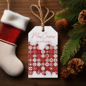 Rood Wit Kerst Snoep Patroon#13 ID1009 Cadeaulabel