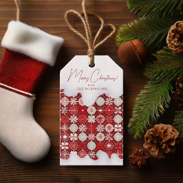 Rood Wit Kerst Snoep Patroon#13 ID1009 Cadeaulabel