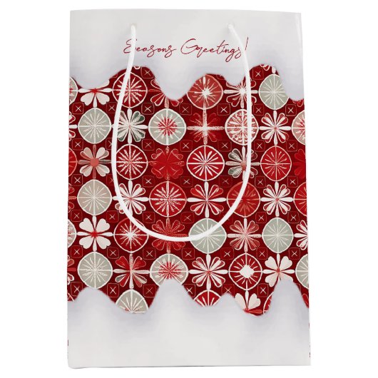 Rood Wit Kerst Snoep Patroon#13 ID1009 Medium Cadeauzakje (Voorkant)