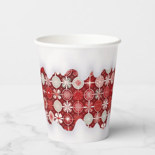 Rood Wit Kerst Snoep Patroon#13 ID1009 Papieren Bekers (Achterkant)