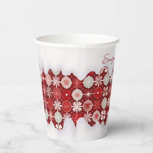 Rood Wit Kerst Snoep Patroon#13 ID1009 Papieren Bekers (Rechts)