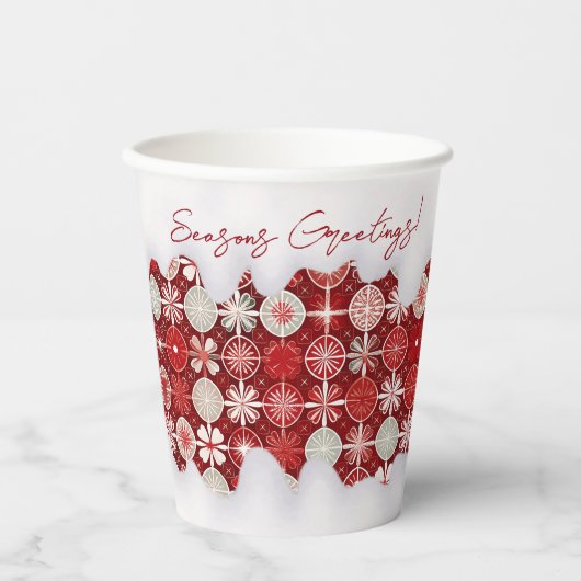 Rood Wit Kerst Snoep Patroon#13 ID1009 Papieren Bekers (Voorkant)