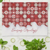 Rood Wit Kerst Snoep Patroon#13 ID1009 Theedoek (Gevouwen)