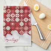 Rood Wit Kerst Snoep Patroon#13 ID1009 Theedoek (Quarter Fold)