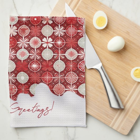 Rood Wit Kerst Snoep Patroon#13 ID1009 Theedoek (Quarter Fold)