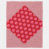 ROOD & WIT KERST SNOEPJES EN DIAGONALE STREPEN FLEECE DEKEN (Voorkant)
