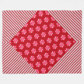 ROOD & WIT KERST SNOEPJES EN DIAGONALE STREPEN FLEECE DEKEN (Voorkant (Horizontaal))