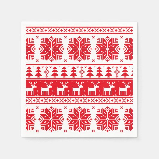 Rood & Wit Kerst Trui Patroon Papier Servet (Voorkant)