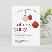 Rood Wit Kerstballen Vakantie Party Kaart (Staand voorkant)