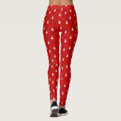 Rood & Wit Kerstboom en Sneeuwmanpatroon Leggings (Achterkant)