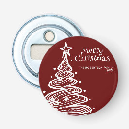 Rood Wit Kerstboom Party Button Flesopener