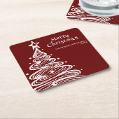 Rood Wit Kerstboom Party Kartonnen Onderzetters (Schuin)