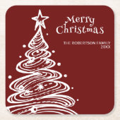 Rood Wit Kerstboom Party Kartonnen Onderzetters (Voorkant)