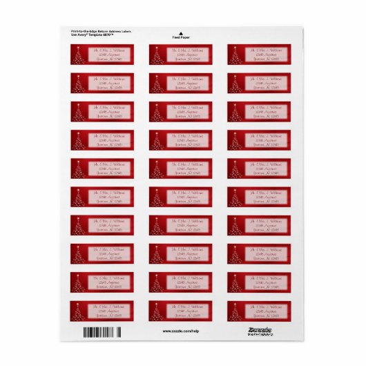 Rood wit kerstboompapier etiket (Full Sheet)