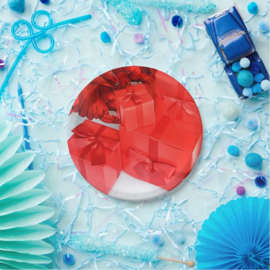 Rood wit kerstcadeaupapier Borden Papieren Bordje (Feest)