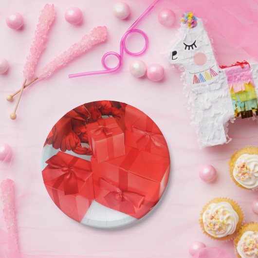 Rood wit kerstcadeaupapier Borden Papieren Bordje (Feest)