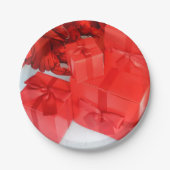 Rood wit kerstcadeaupapier Borden Papieren Bordje (Voorkant)