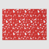 Rood Wit Kerstfeest Geometrisch Winterpatroon Tissuepapier (Voorkant)