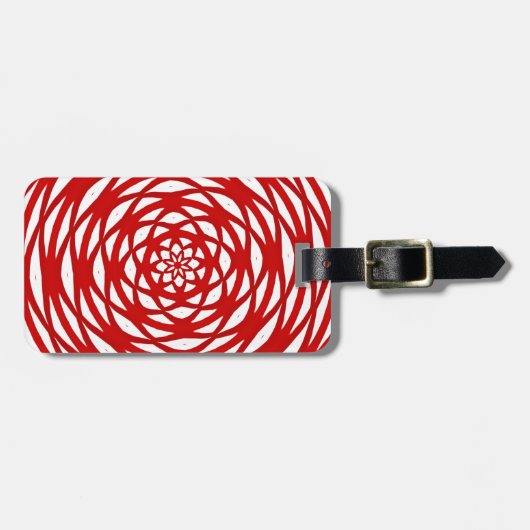 Rood wit kerstfeest Moderne cirkel design patroon Bagagelabel (Voorkant horizontaal)