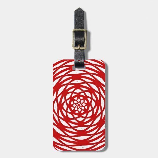Rood wit kerstfeest Moderne cirkel design patroon Bagagelabel (Voorkant verticaal)