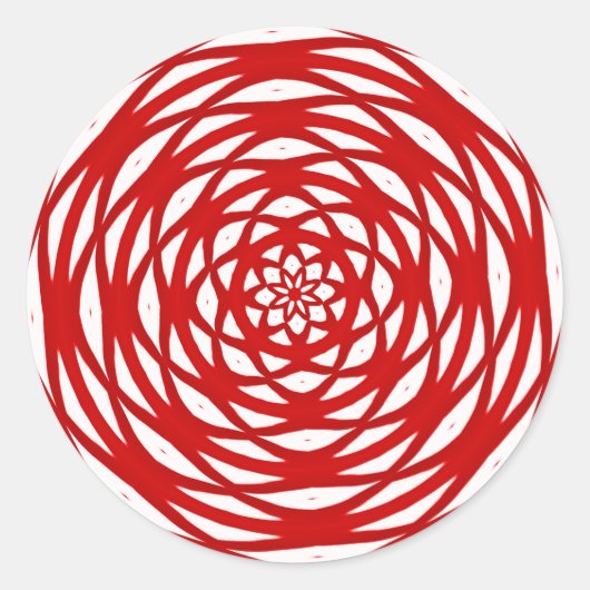 Rood wit kerstfeest Moderne cirkel design patroon Ronde Sticker (Voorkant)