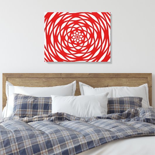 Rood wit kerstfeest Moderne cirkel ontwerp Canvas Afdruk (Insitu (Slaapkamer))