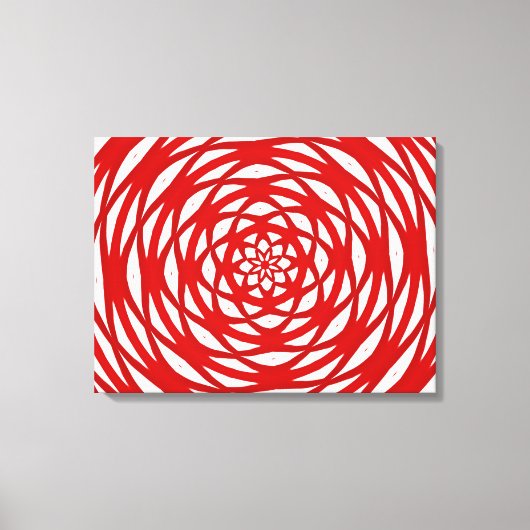 Rood wit kerstfeest Moderne cirkel ontwerp Canvas Afdruk (Voorkant)