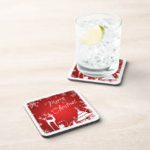 Rood, wit kerstgebrand Onderzetter (6) (Rechterzijde)