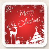 Rood, wit kerstgebrand Onderzetter (6) (Voorkant)