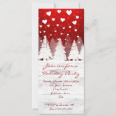 Rood & Wit Kerstmis besneeuwde foto uitnodigingen (Voorkant)