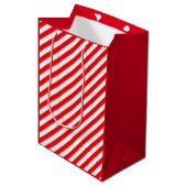 ROOD WIT KERSTMIS CANDY CANE STIJL MEDIUM CADEAUZAKJE (Voorkant Gekanteld)