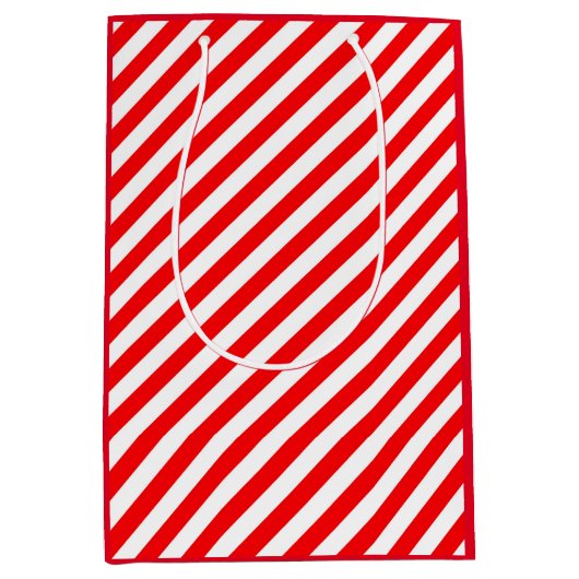 ROOD WIT KERSTMIS CANDY CANE STIJL MEDIUM CADEAUZAKJE (Voorkant)