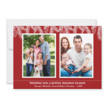 Rood Wit Kerstmis Dennentakken Sneeuwvlokken Famil