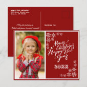 Rood Wit Kerstmis Gelukkig Nieuwjaar Foto Uitnodiging Briefkaart (Voorkant / Achterkant)