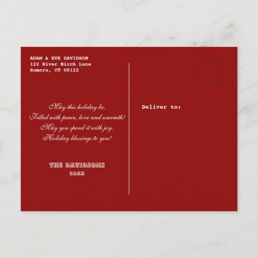 Rood Wit Kerstmis Gelukkig Nieuwjaar Foto Uitnodiging Briefkaart (Achterkant)