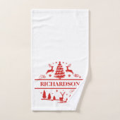 Rood Wit Kerstmis Gepersonaliseerde familienaam Bad Handdoek (Handdoek)