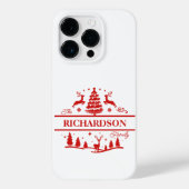 Rood Wit Kerstmis Gepersonaliseerde familienaam Case-Mate iPhone Case (Achterkant)