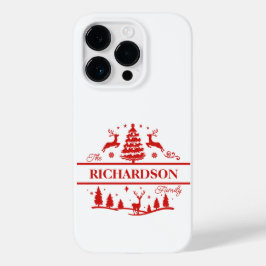 Rood Wit Kerstmis Gepersonaliseerde familienaam Case-Mate iPhone 14 Pro Hoesje
