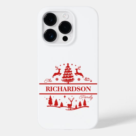 Rood Wit Kerstmis Gepersonaliseerde familienaam Case-Mate iPhone Case (Achterkant)