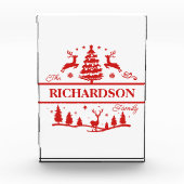 Rood Wit Kerstmis Gepersonaliseerde familienaam Fotoblokken (Voorkant)