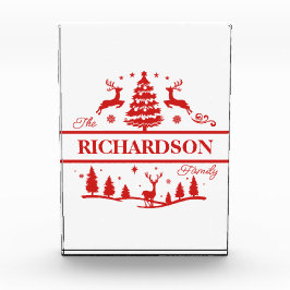 Rood Wit Kerstmis Gepersonaliseerde familienaam Fotoblokken