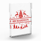 Rood Wit Kerstmis Gepersonaliseerde familienaam Fotoblokken (Links)