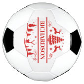 Rood wit Kerstmis Gepersonaliseerde Familienaam Voetbal (Gedraaid)