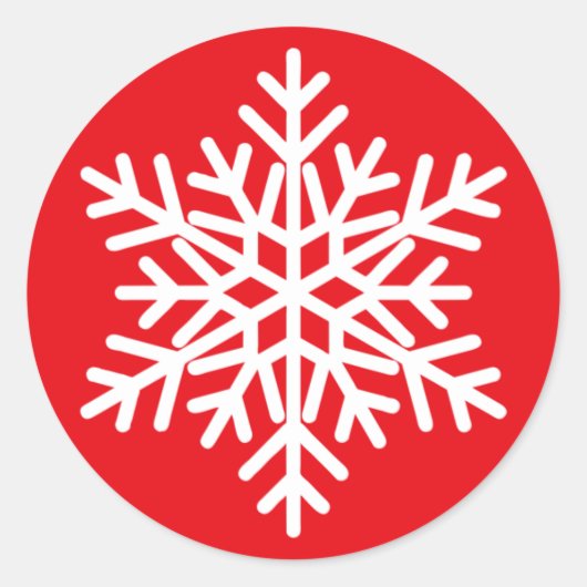 Rood Wit Kerstmis Sneeuwvlok Ontwerp Ronde Sticker (Voorkant)