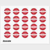 Rood Wit Kerstmis Sneeuwvlok Retouradres Ronde Sticker (Vel)