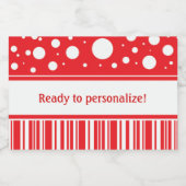 Rood & Wit Kerstmis Voedselcontainer Etiket (Enkel label)