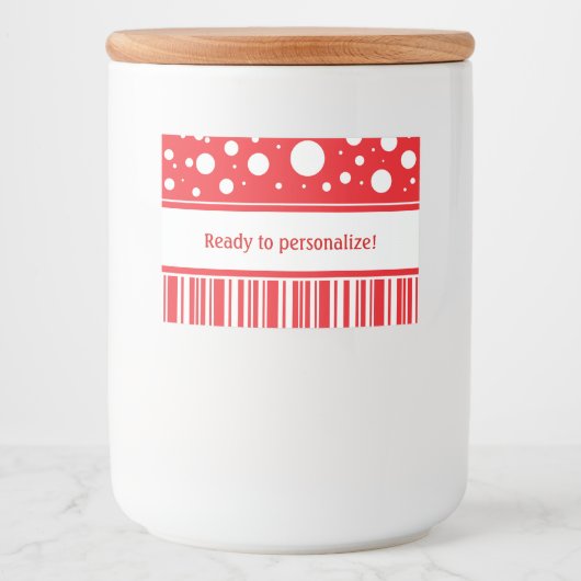 Rood & Wit Kerstmis Voedselcontainer Etiket (Voorkant)