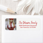 Rood Wit Kerstmis Voeg foto retour adres toe Etiket (Insitu)