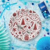 Rood wit kerstpapier Bord (Feest)